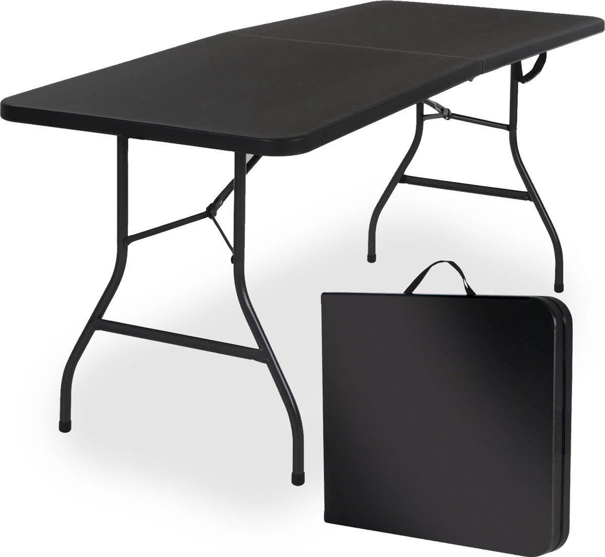 Goliving Inklapbare Tafel - Klaptafel - 180cm x 70cm x 74 cm (LxBxH) - Campingtafel - Vouwtafel Buiten - Weerbestendig - Zwart