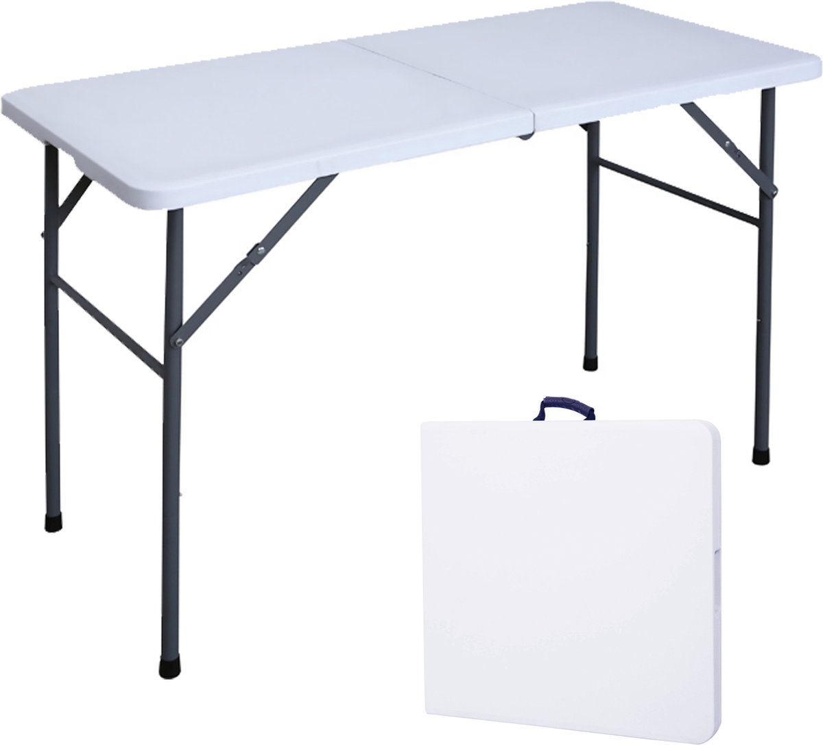 Goliving Inklapbare Tafel - Klaptafel - 122cm x 60cm x 74cm (LxBxH) - Campingtafel - Vouwtafel Buiten - Weerbestendig - Wit